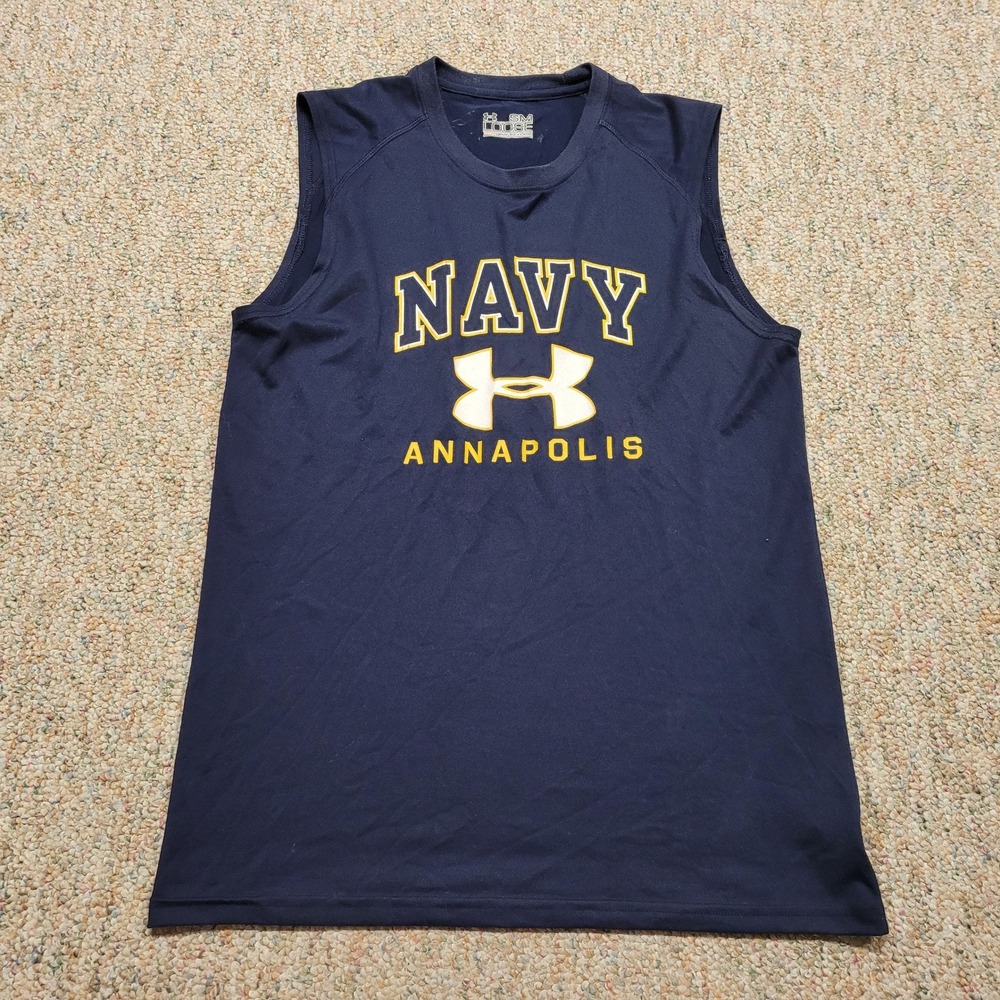 Under Armour Navy Annapolis Muscle Tank Mens Small Blue Sleeveless Gym Shirt